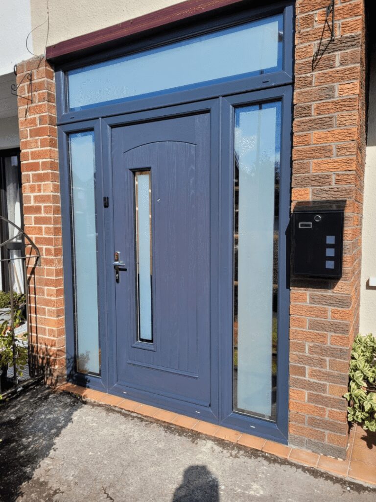 Blue upvc composite front door
