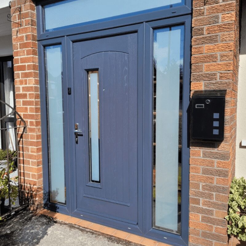 Blue upvc composite front door